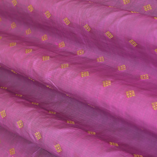 Purple Pure Tanchui Motif Zari Work Embroidery Fabric