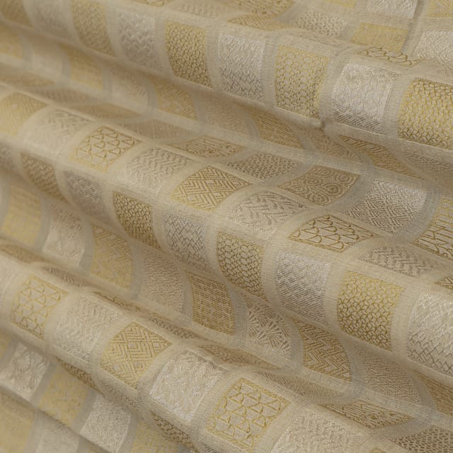 Rose Beige Munga Dim Golden Zari Work Brocade Fabric