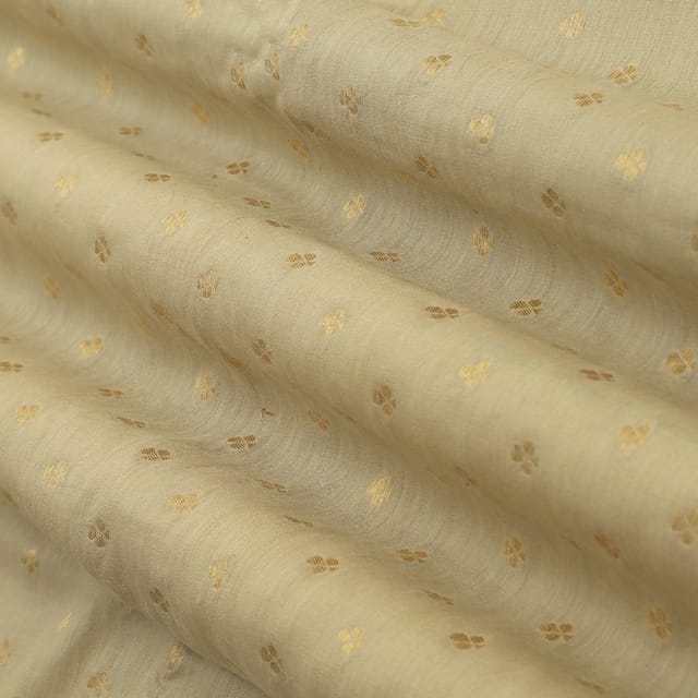 Parmesian Brown Munga Floral Dim Golden Zari Work Brocade Fabric