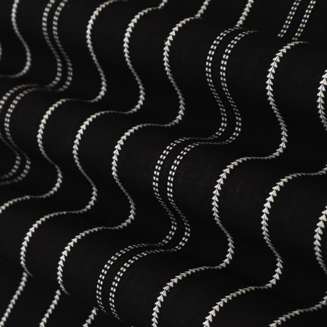 Black Cotton Stripe Print Fabric