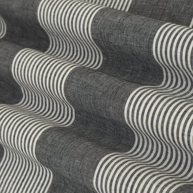 Iron Gray Cotton Stripe Print Fabric