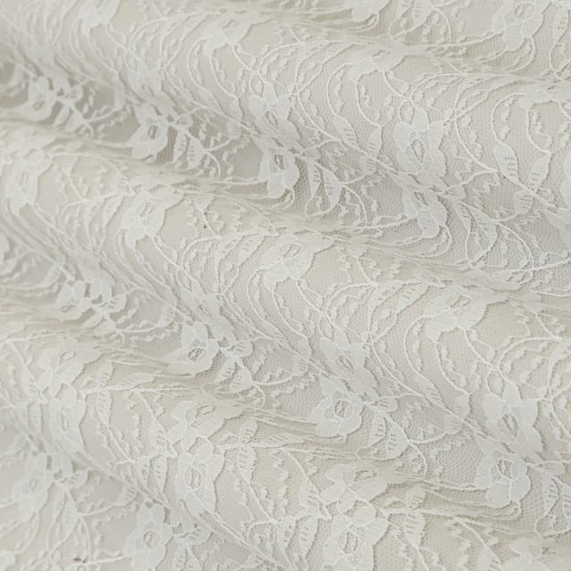 White Self Floral Net Fabric