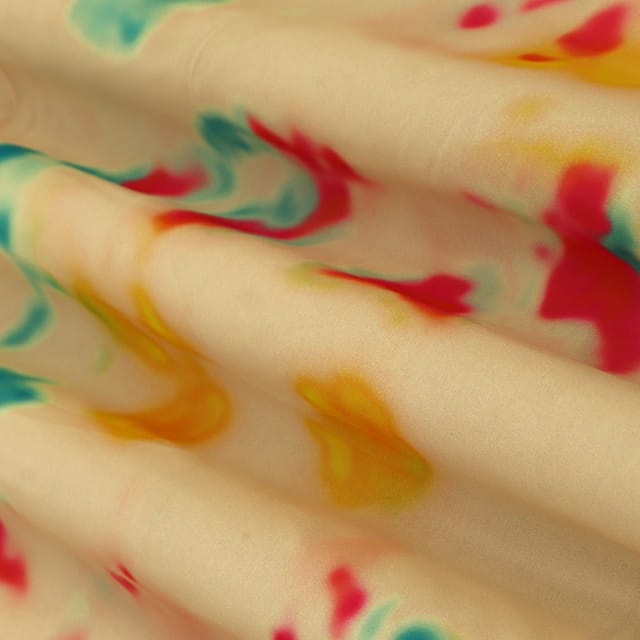 Powder Brown Georgette Tie & Dye Print Fabric