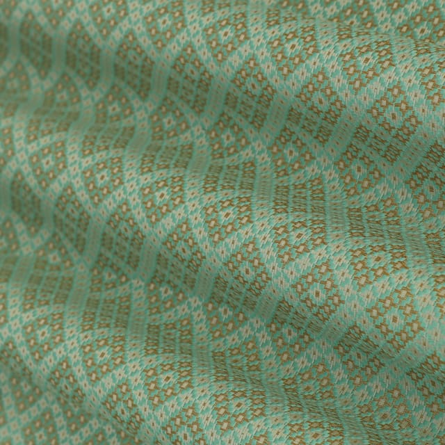 Mint Green Brocade Dim Golden Zari work Fabric
