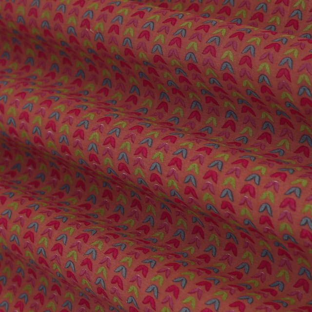 Taffy Pink Chanderi Floral Stripe Print Fabric