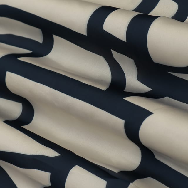 Black & White Georgette Asymetrical Satin Print Fabric