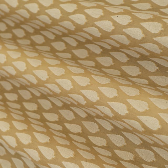 Tan Brown Chanderi Booti Threadwork Fabric