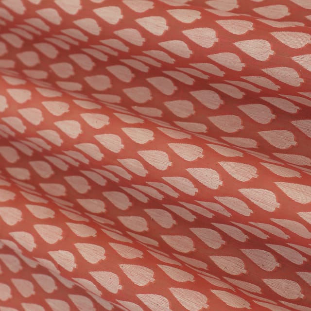 Rouge Pink Chanderi Booti Threadwork Fabric