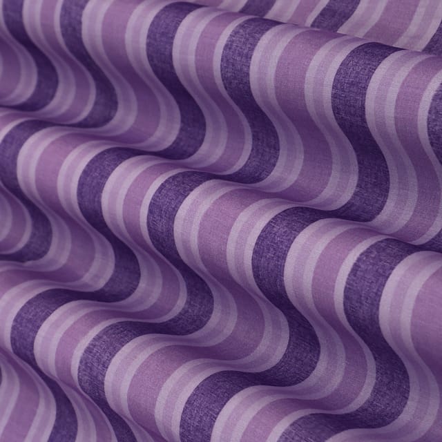 Heather Purple Linen Satin Stripe Print Fabric