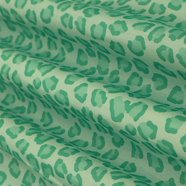 Sea Green Linen Satin Digital Print Fabric