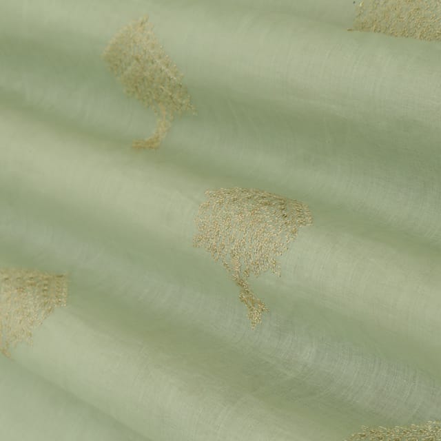 Light Green Lawn Floral Threadwork Sequin Embroidery Fabric