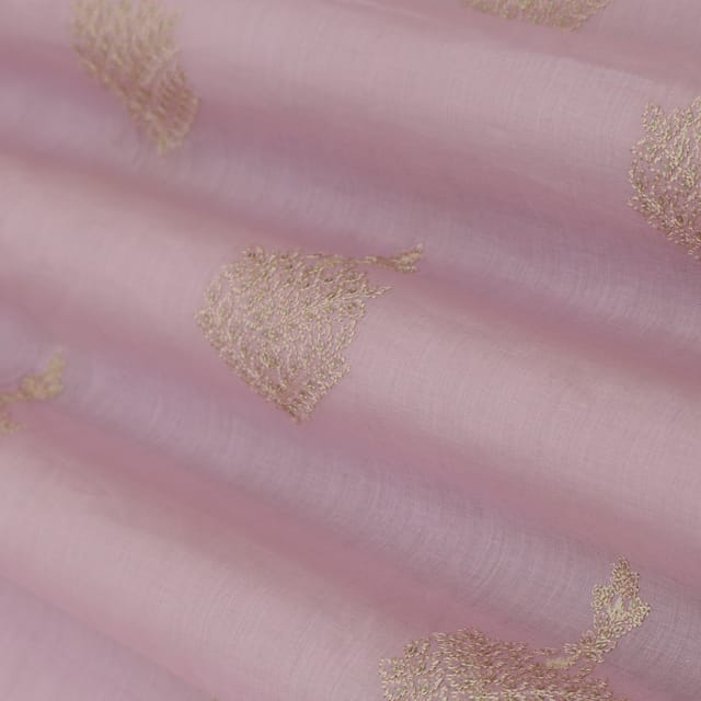Baby Pink Lawn Floral Threadwork Sequin Embroidery Fabric