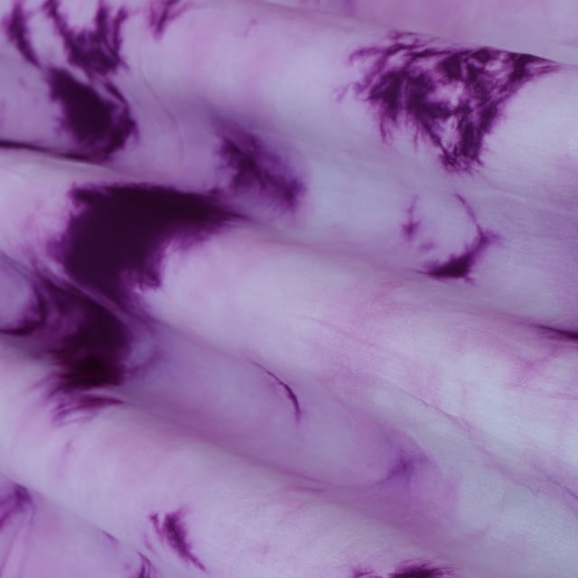 Purple Cotton Satin Tie & Dye Print Fabric