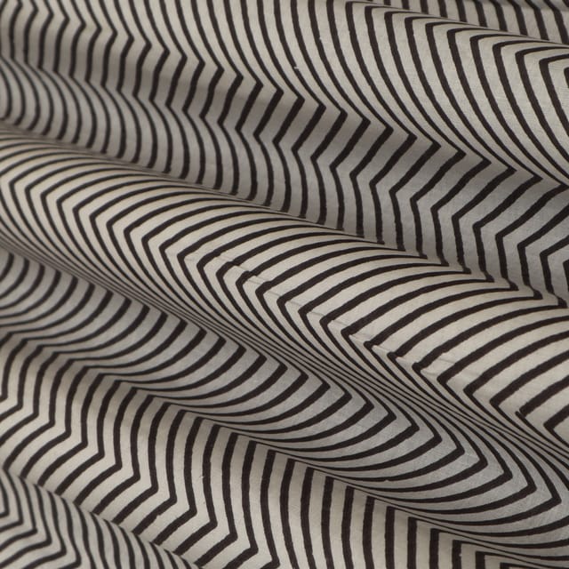 Coffee Brown Cotton Stripe Print Fabric