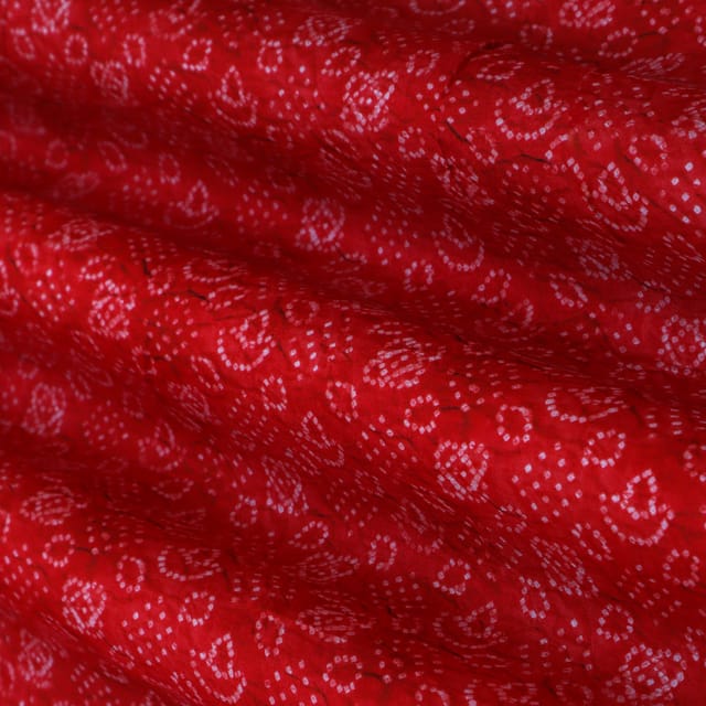 Apple Red Mulmul Silk Floral Print Fabric