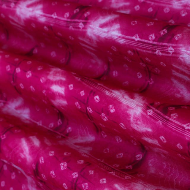 Dark Fuscia Pink Mulmul Silk Print Fabric
