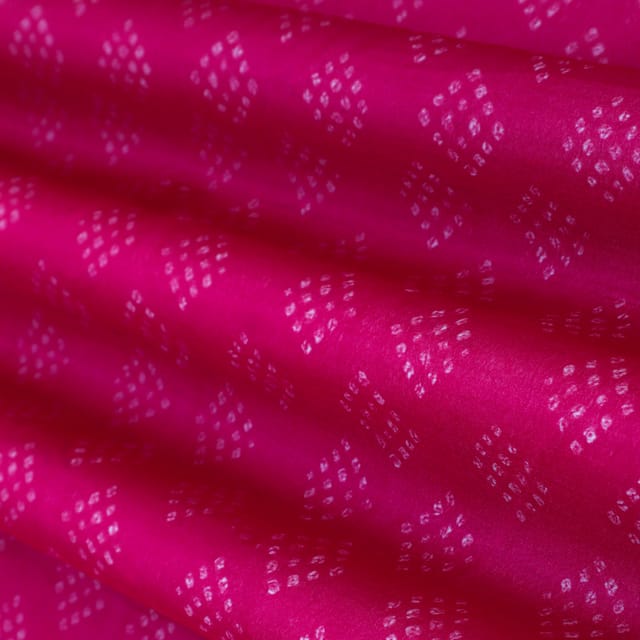 Deep Pink Mulmul Silk Print Fabric
