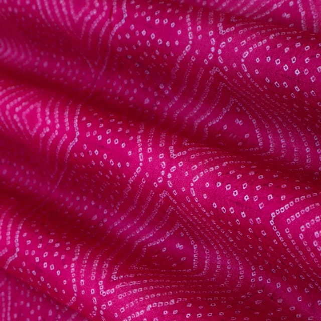 Barbie Pnk Mulmul Silk Bandhani Print Fabric