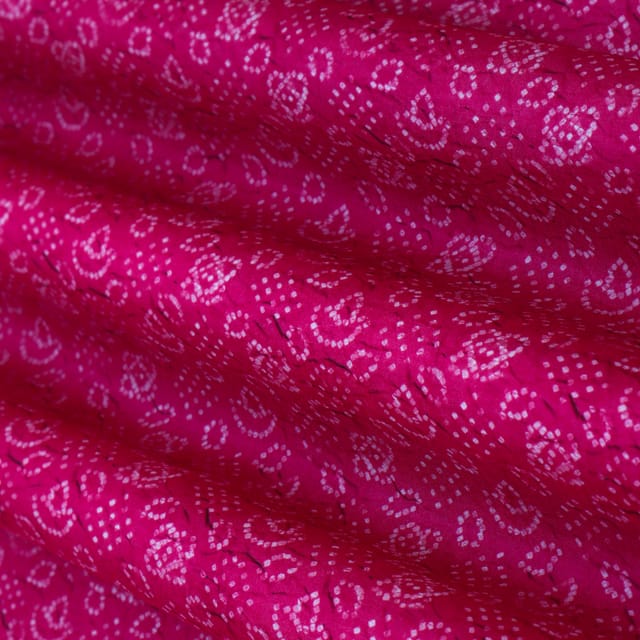 Dark Pink Mulmul Silk Floral Print Fabric