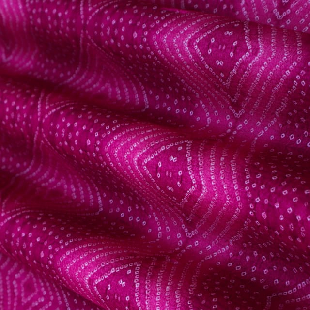 Cerise Pink Mulmul Silk Bandhani Print Fabric