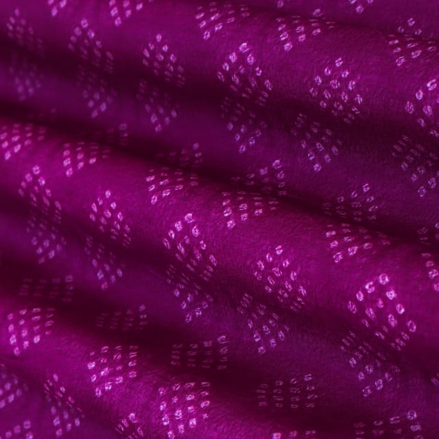 French Violet Mulmul Silk Bandhani Print Fabric