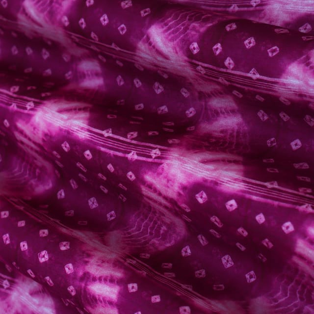 Jam Purple Mulmul Silk Bandhani Print Fabric