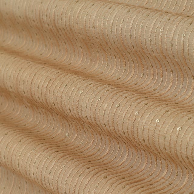 Buff Brown Nokia Silk Sequin Embroidery Fabric