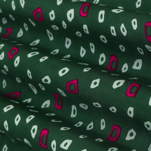 Indian Green Muslin Bandhani Digital Print Fabric