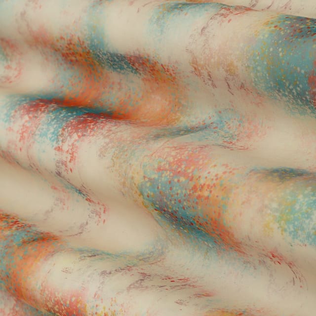 Pastel multicoloured Abstract Print Organza Fabric