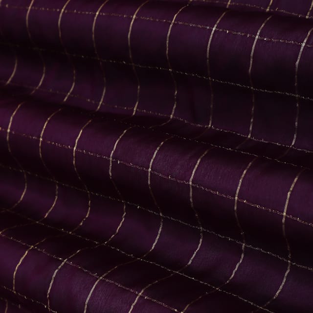 Burgundy Purple Check Print Chinon Fabric