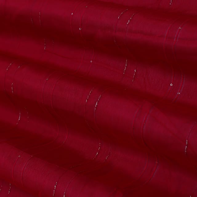 Scarlet Red Check Print Chinon Fabric