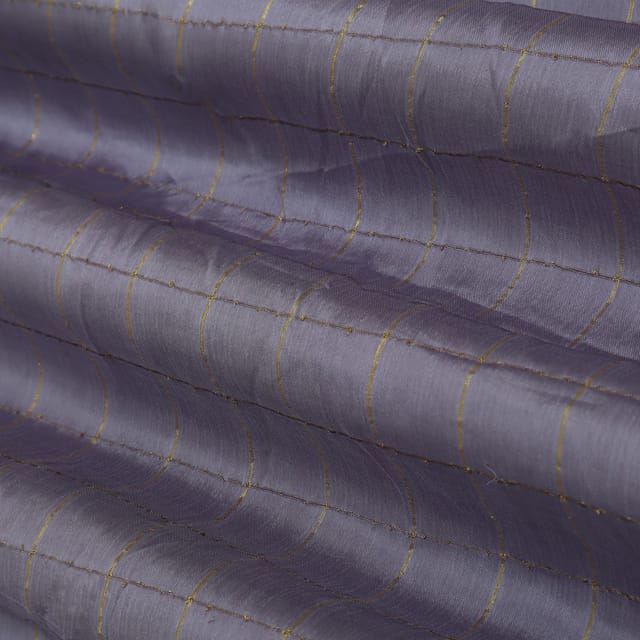 Ash Grey Check Print Chinon Fabric
