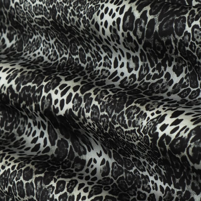 Dark Brown Leopard Print Tabby Silk Fabric