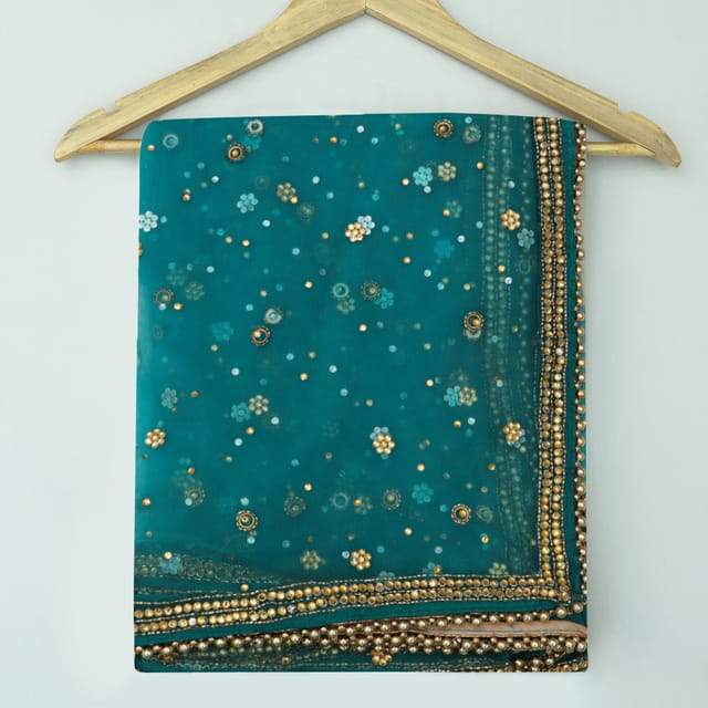 Baby Blue Sequins Embroidery net Dupatta
