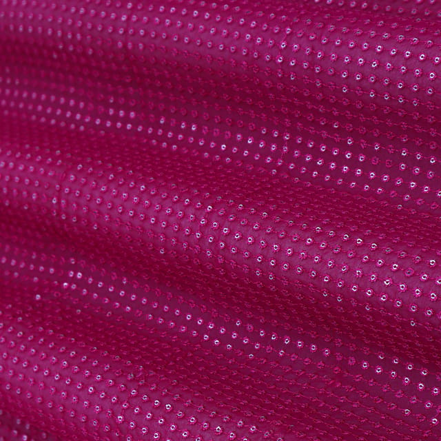 Magenta Pink Sequins Embroidery Georgette Fabric