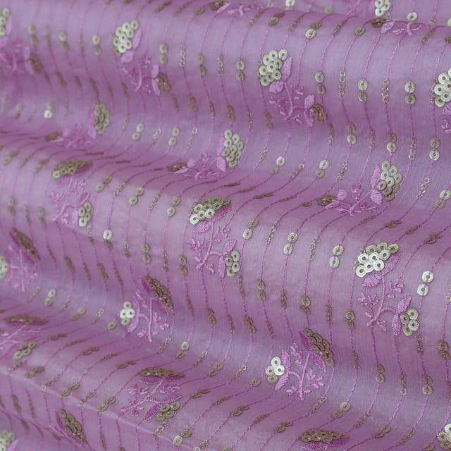 Lavender Purple Jaal Embroidery Chinon Chiffon Fabric