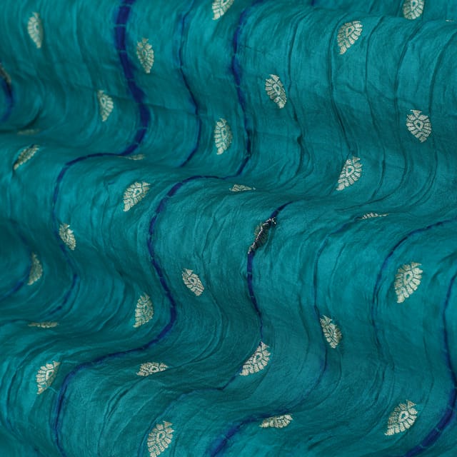 Sky Blue Shibori print Booti Dupion Silk Fabric