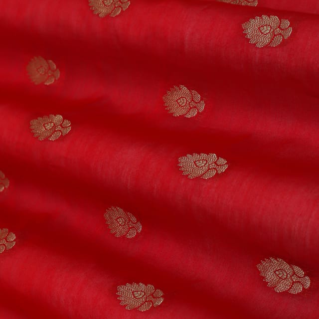 Ruby Red Threadwork Embroidery Chanderi Fabric