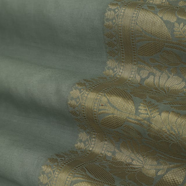 Ash Grey Threadwork Embroidery Chanderi Fabric