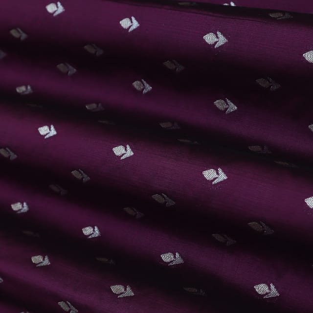 Violet Purple and Silver Weave Pure Brocade Fabric