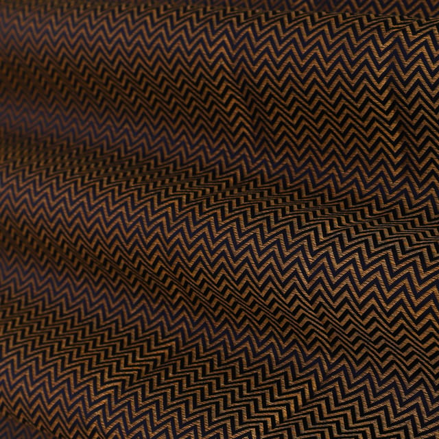Charcoal Black and Copper Weave Brocade Fabric