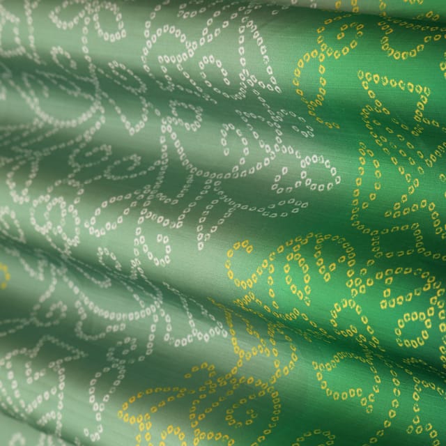 Forest Green Print Linen Satin Fabric