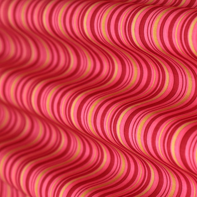 Flamingo PInk and Red Motif Print Satin Dobby Fabric
