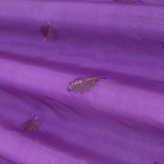 Lavender Purple sequins Booti Embroidery Upada Silk Fabric