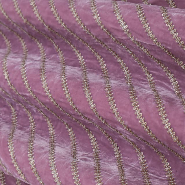Lavender Purple Embroidery Velvet Fabric