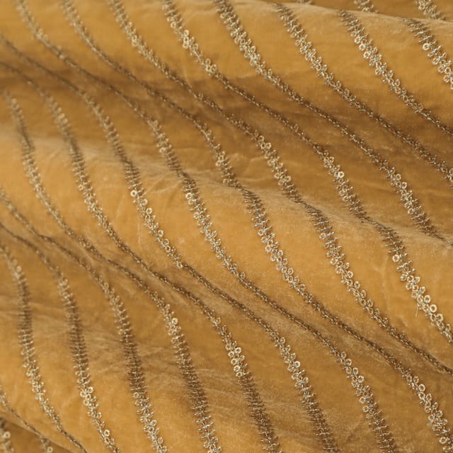 Beige Embroidery Velvet Fabric