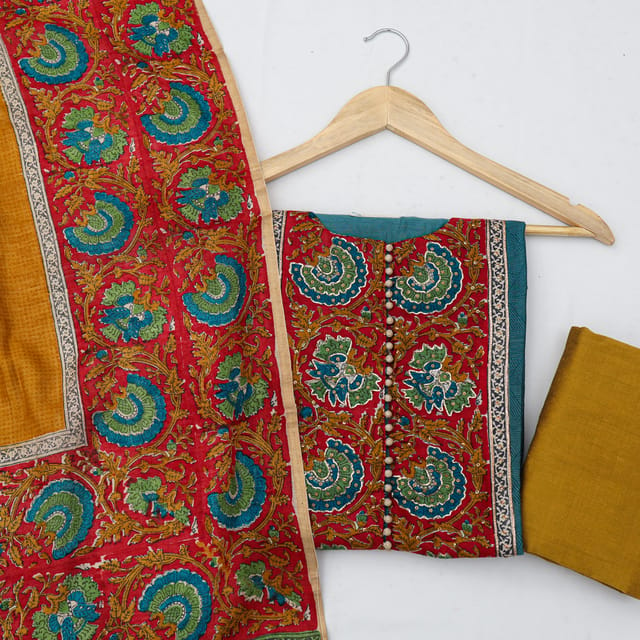Azure Blue Semi Stitched Chanderi Silk Suit Set