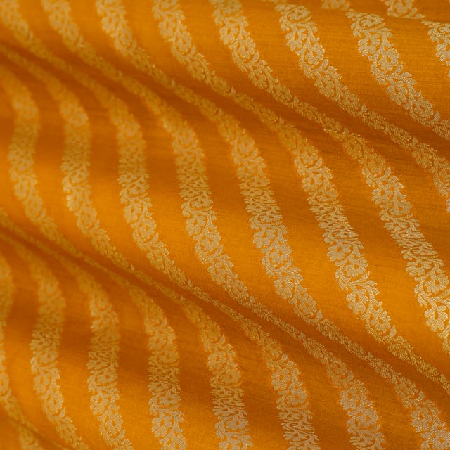 Mustard Yellow and Silver Weave Pure Brocade