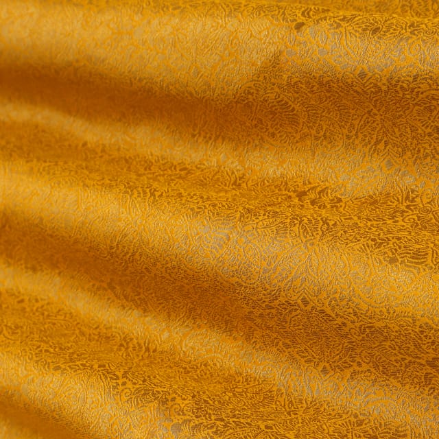 Mustard Yellow and Silver Weave Khimkhab Fabric