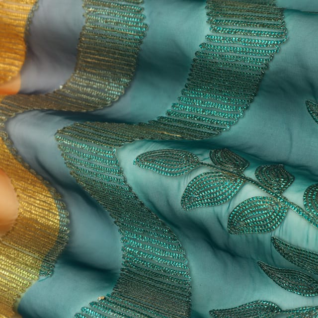 Multicoloured Gota Work Organza Fabric